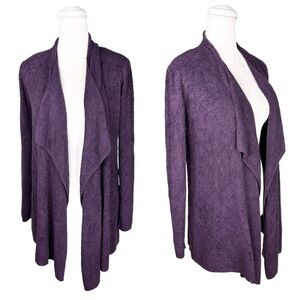 Barefoot Dreams purple open drape cardigan sweater Bamboo Chic Lite XXS/XS